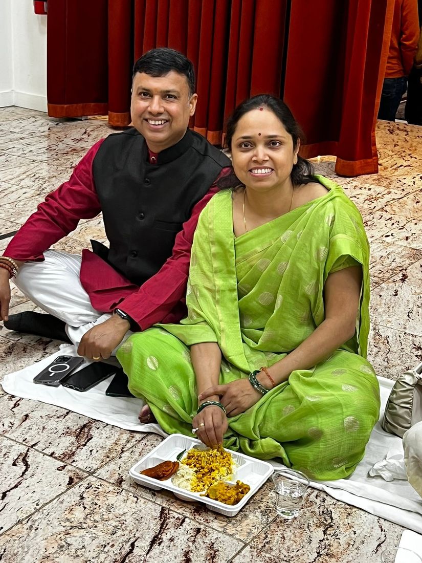A family at Preeti Bhoj on Nahay Khay
