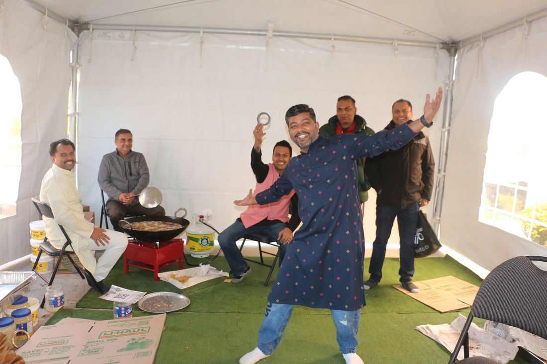 The Thekua team in the tent